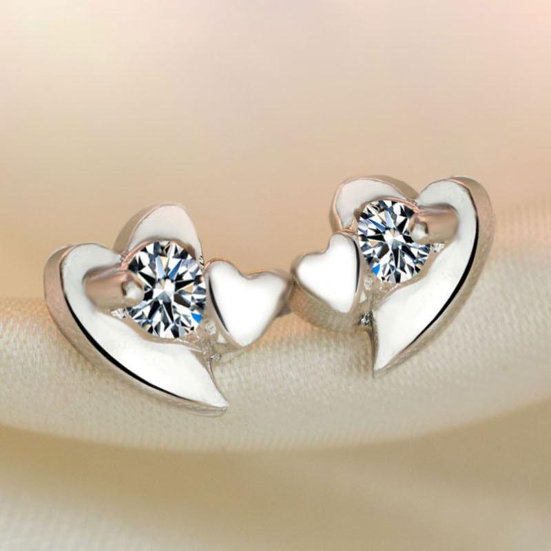 Fashionable Heart Stud Earrings for Women - Korean Style Simple Heart Sweet Luxury Jewelry