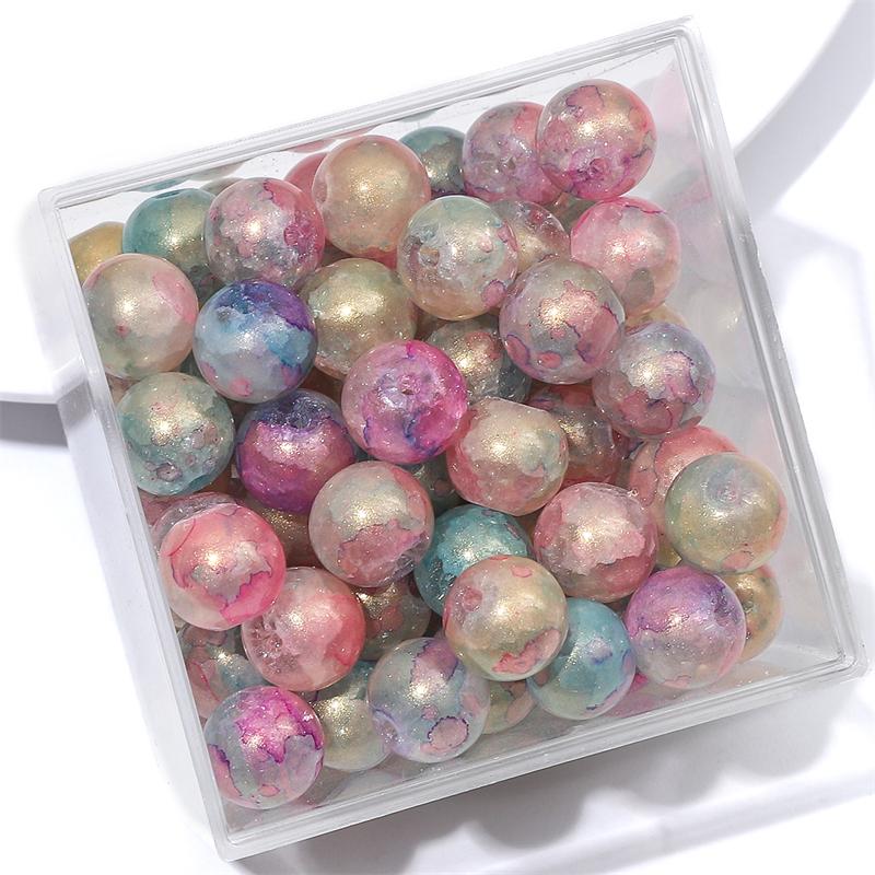 

20 шт. Скляний перламутровий золотий порошок Halo Dyed Popcorn Balls Кришталеві намистини Розсипні розпірні намистини для виготовлення ювелірних виробів