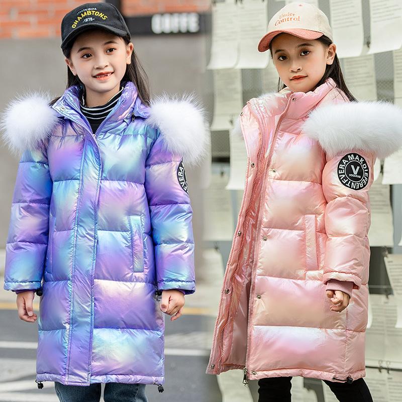 Children's clothing new children's feather down jacket girls colorful medium and long leave-in medium and large children's and boys' thickened jacket
