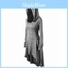 Stylish Punk Women's Plus Size Lace Up Dip Hem Tunic Hoodie Long Sweatershirts Dress Top For Every Occasion