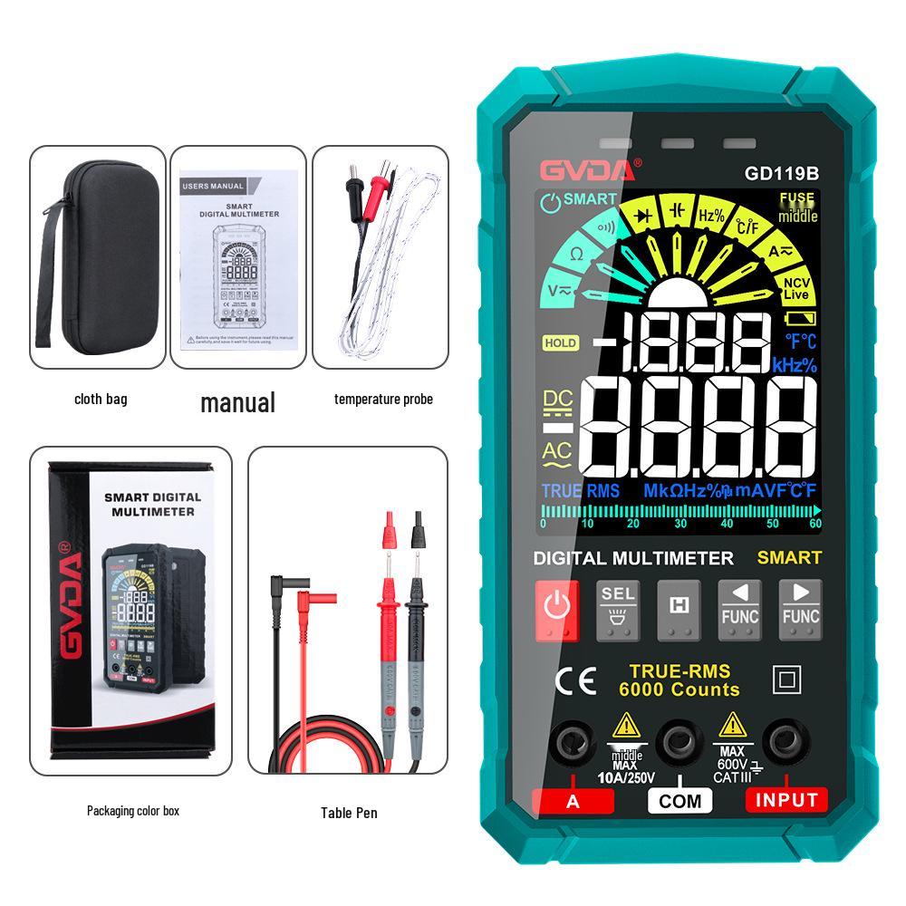 GVDA Precision Digital Multimeter - Intelligent Autorange, Anti-Burn, Color Screen Ammeter