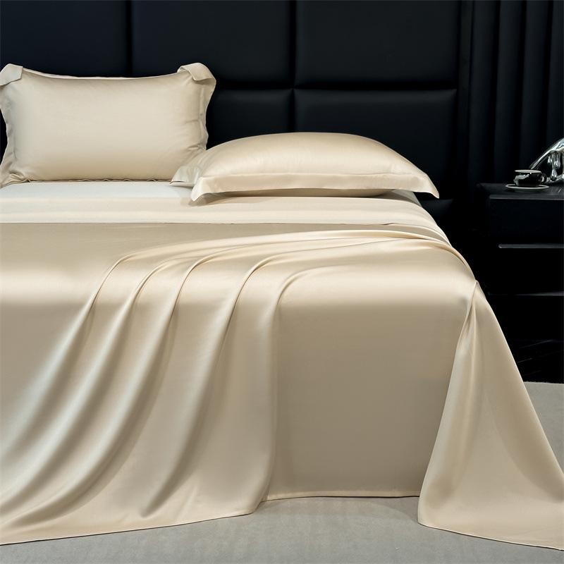 Solid Color Ice Silk Bed Sheet Set - Summer Cooling, Double/Single, Three-Piece, 2025 Edition