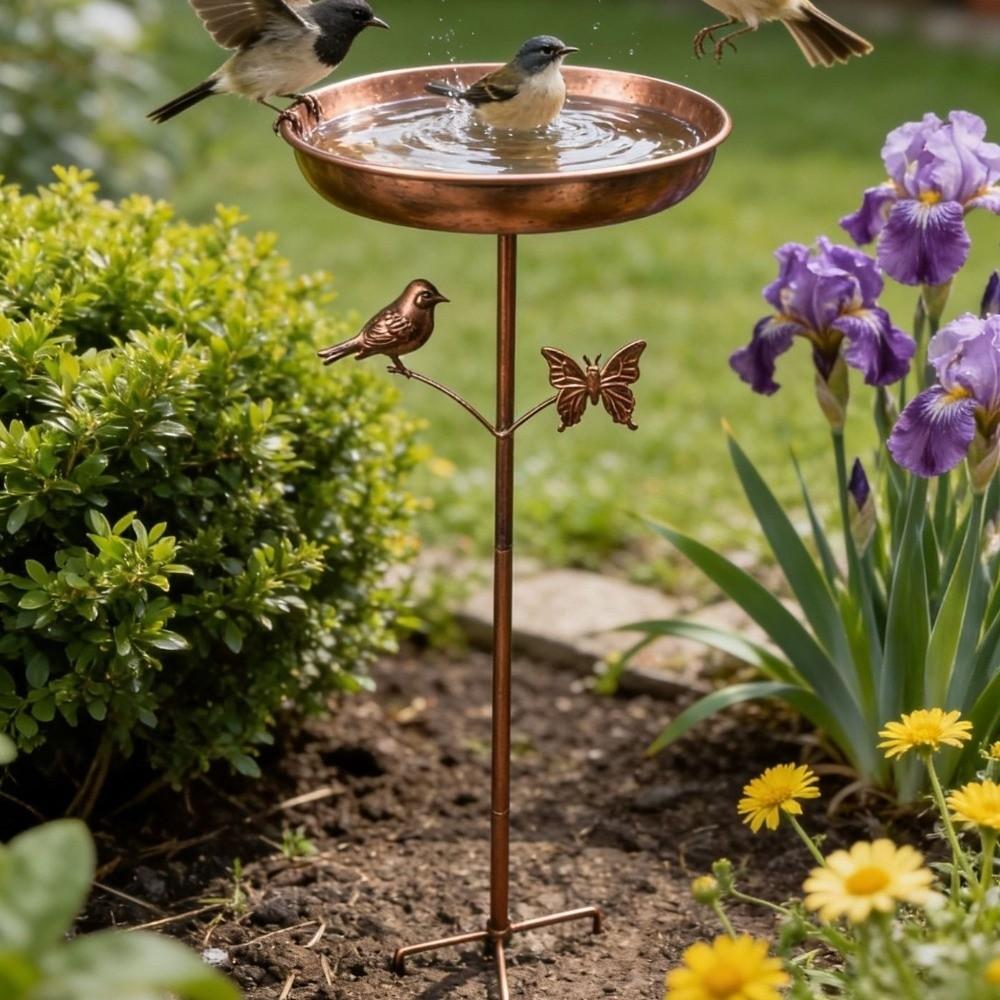Retro Iron Garden Birdbath Rustproof Standing Bird Basin Hummingbird Feeder  Various Pet Birds