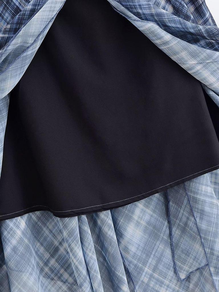 TAOP&ZA Women's European & American Style Asymmetrical Plaid Midi Skirt - 2026 Spring Fashion Collection
