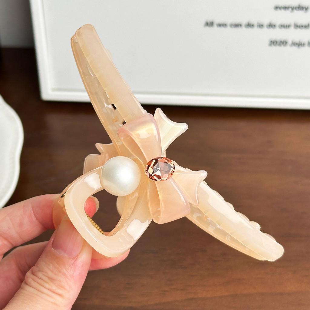 Large Versatile Bowknot Hair Claw Clip With Sparkling Rhinestones For Women