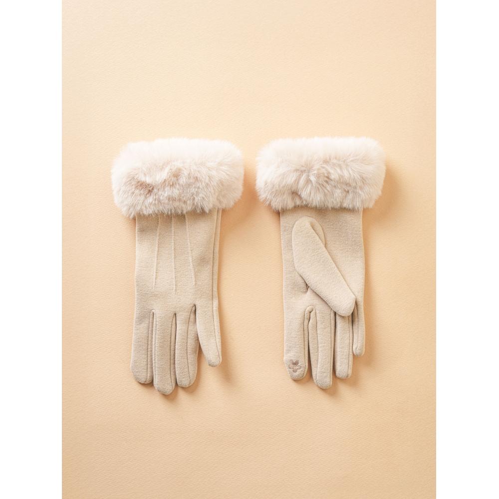 DaiSo WriSt Fur Women S gloveS  Beige 