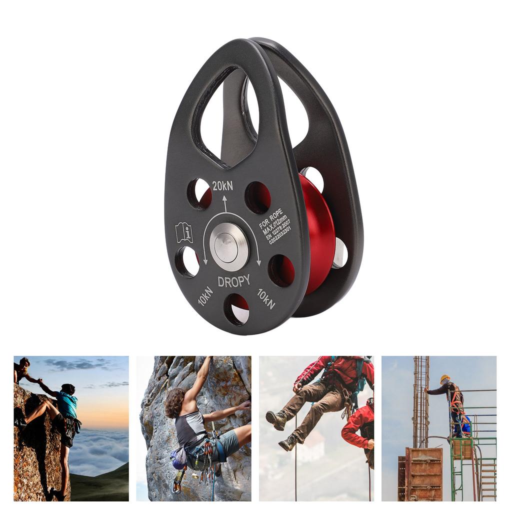 Aluminum Side Swing Pulley Heavy Duty Ball Bearing Lightweight Portable Side Swing Fixed Pulley for Rock Climbing