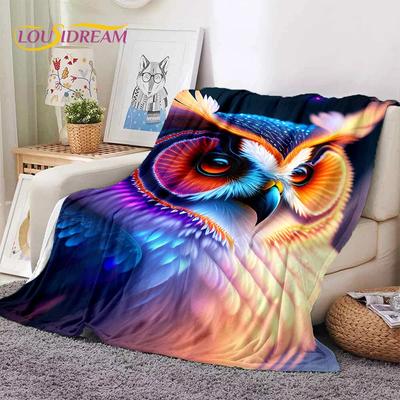 Coruja Águia Pássaros Desenho Animado 3D Manta Macia de Flanela para Camas Quarto Sofá Piquenique, Manta de Lançar para Cobrir ao Ar Livre Lazer Presente