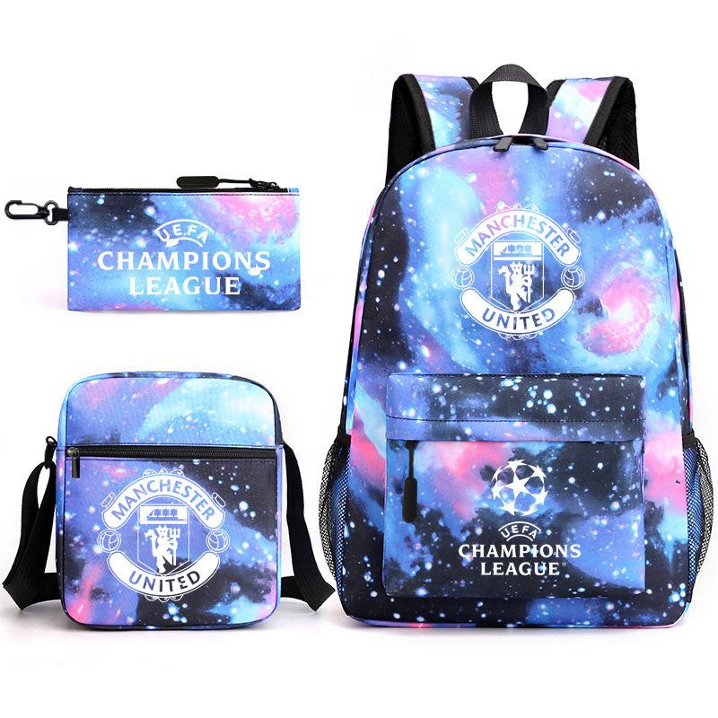 Zaino da Tifoso di Calcio per Bambini e Ragazzi Manchester United Semplice Casual Zaino Giornaliero Borsa a Spalla con Astuccio
