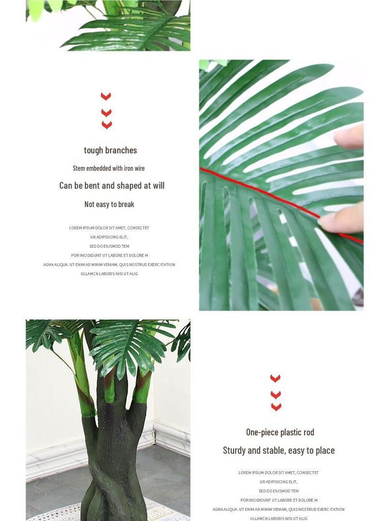 Große künstliche Fischschwanzpalme als Zimmerpflanze | Indoor-Kunstgrün für die Wohnzimmerdekoration