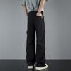 American Drape Pleated Design Paratrooper Pants Men's Loose Casual Straight High-end Black Trousers Long Pants Men