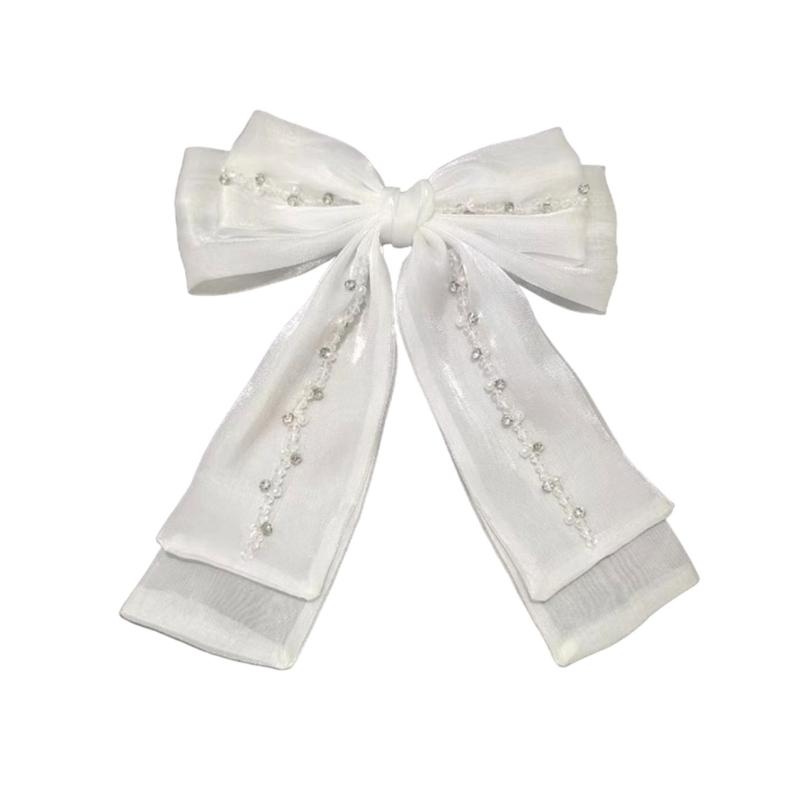 

Beautiful Bows Decorative Bows Handmade Present Wrapping Bowknot Lovely Bowknot with Beads for Clothes Bag Decoration белый