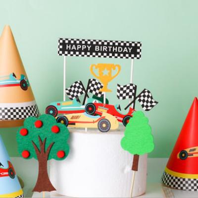 Racing Car Theme Happy Birthday Cake Topper Kids Shower Birthday Party Decor