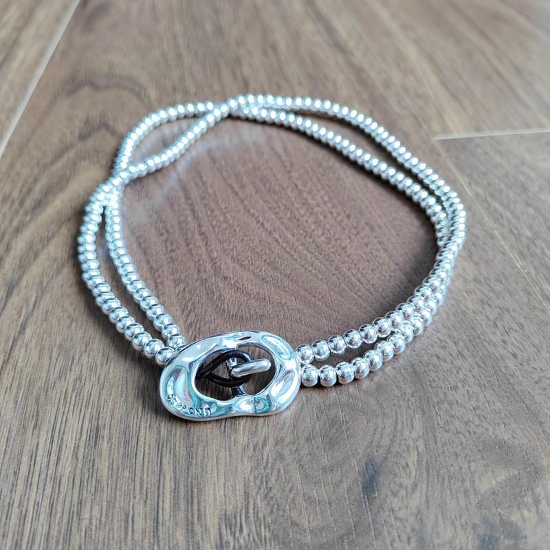 

Многослойный посеребренный браслет с круглыми бусинами ожерелье двойного назначения INS light luxury personal