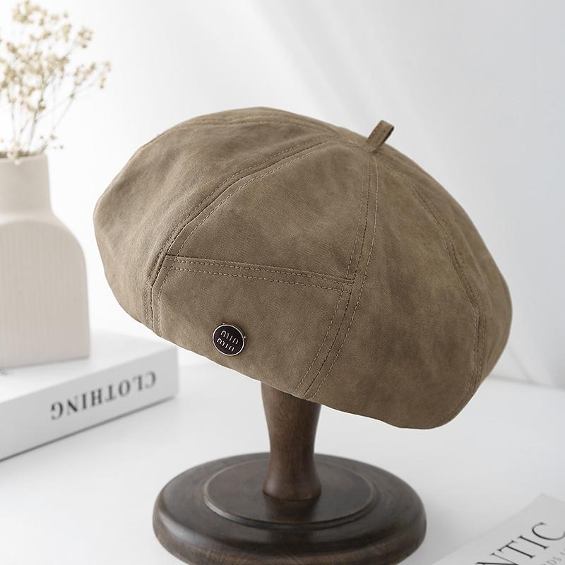 Spring beret children fashion personality letter buckle label literary retro temperament octagonal hat