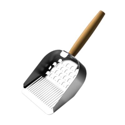 2 In 1 Cat Litter Scoop Wood Handle with Hanging Hook Pet Waste Shovel Comfortable Grip Easy To Clean Litter Box Scooper