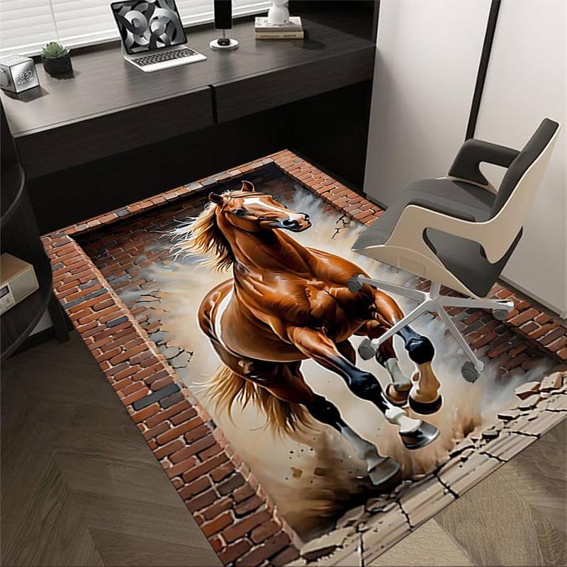 

1PC Horse Wall Non-Slip Floor Carpet Compatible for Office&Living Room&Bedroom&Dining room - Flat-Weave Machine-O324 60cm by 90cm