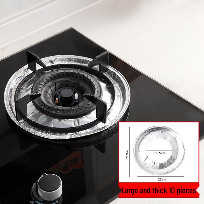 Oil-Proof Gas Stove Foil Mat - Round, Thickened Stovetop Protector Pad & Sticker Gasket
