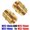 Brass M22 Hose Connector 15mm Female To 14mm Male, High Pressure Washer Extension Coupler Adapter for Power Washer Hose