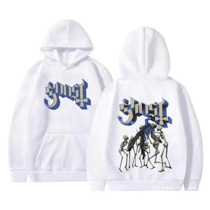 Rock Band Ghost Hoodie Skeleton Graphic Hoodies Men Vintage Hoodies Women Men Long Sleeve Hooded Sweatshirts Unisex Cool Casual