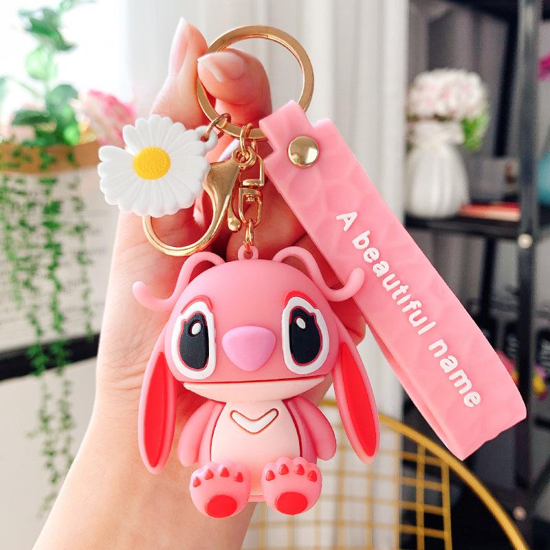 Porte-clés Poupée Stitch Dessin Animé Pendentif Sac d'École Mignon Couples Homme et Femme Porte-clés de Voiture Pendentif Créatif
