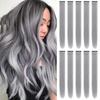 Long Straight Synthetic Black Hair Extensions Clip In  Colored Party Highlights Hairpieces for Women Kids Girls