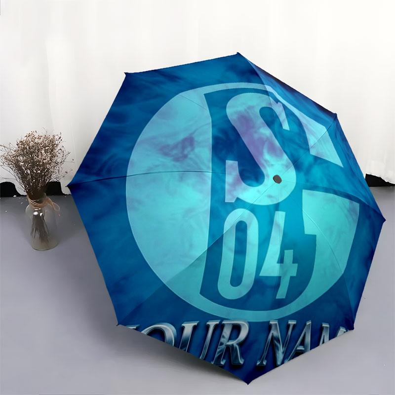 1 PC Automatic Folding Umbrella - FC Schalke 04 Custom Name Pattern, Portable & Foldable Design with 8 Ribs, Christmas Birthday Gifts