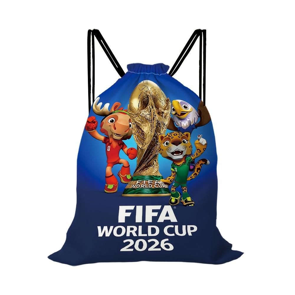 2026 FIFA World Cup Themed Drawstring Backpack Versatile for Office and Outdoor Activities Features An Adjustable Drawstring Closure