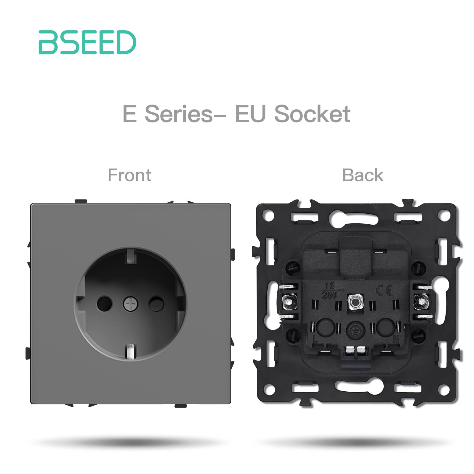 

BSEED 1/2Gang Wall Light Switches EU Power Socket USB Type-c TV/ST/TL CAT6 Internet Sockets Mechanism DIY Parts Plastic Frames