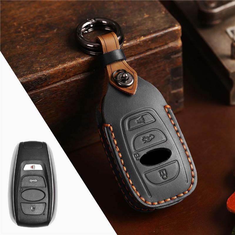 High Quality Leather Car Remote Key Cover Case Holder Protector Shell For Subaru WRX Forester Crosstrek Outback BRZ Legacy 2024
