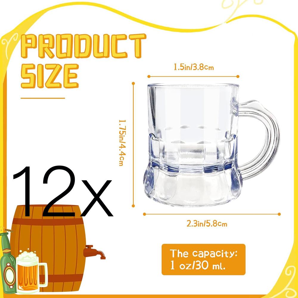 

Mini Plastic Beer Mugs, 1 oz Clear Plastic Shot Glasses with Handles, Reusable Beer Stein Tasting Glasses for Drinking