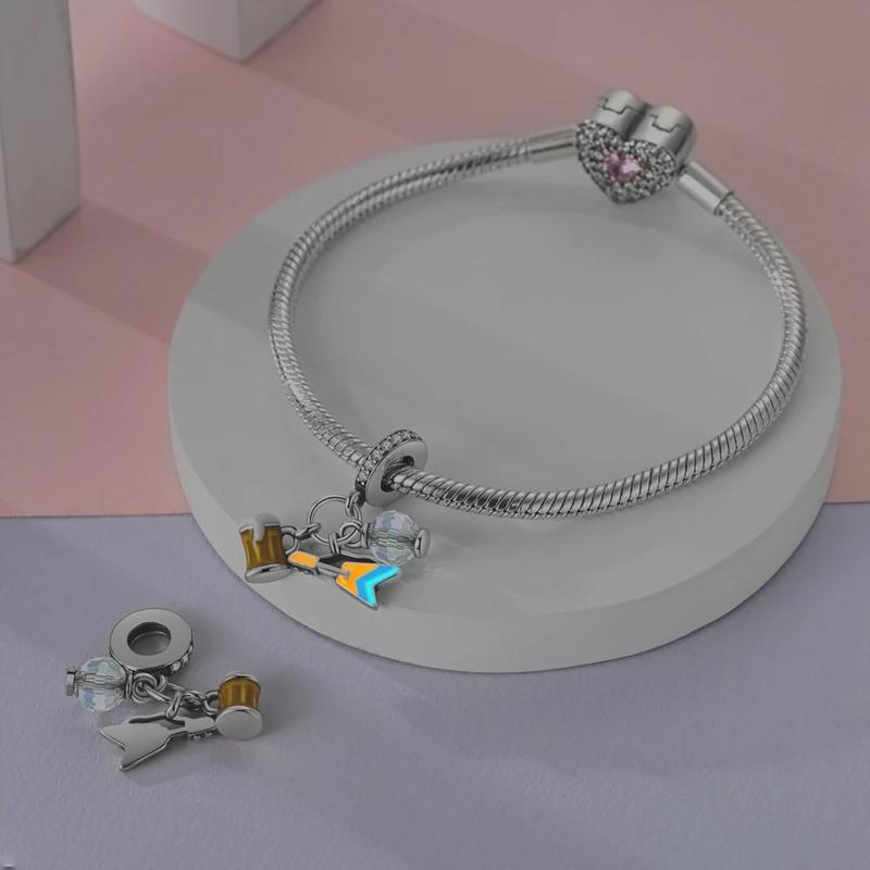 Charms Copperchampagne Guitar Music Party Beads Fit Charms Plataoriginal Bracelet Women Jewellery Making Fine Gifts