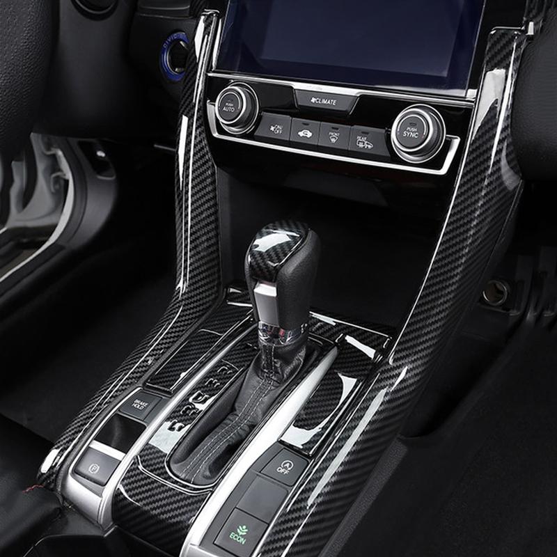 Carbon Fiber Interior Control Gearshift Panel Decoration Stickers Modification Supplies For Honda Civic 10th 2017 2018