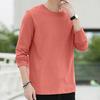 Men Tops Round Neck Long Sleeve Autumn Tops Solid Color