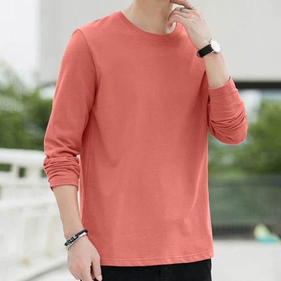 Herren Oberteile Rundhals Langarm Herbst Oberteile Einfarbig Dünne Unterteile Regulärer Stil Lässige Pullover
