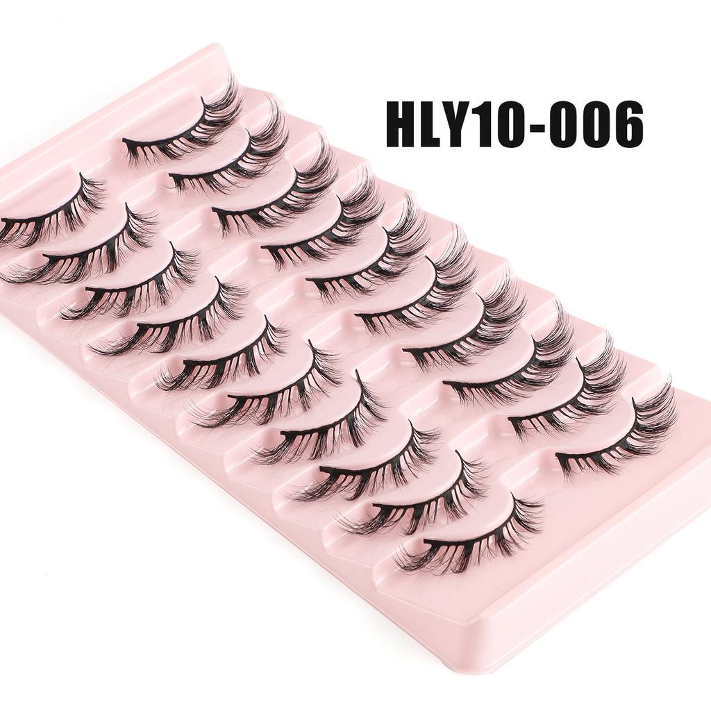 Ten Pairs Of Diagonal Flying Fox Eye False Eyelashes, Natural Thick Curled Eyelashes