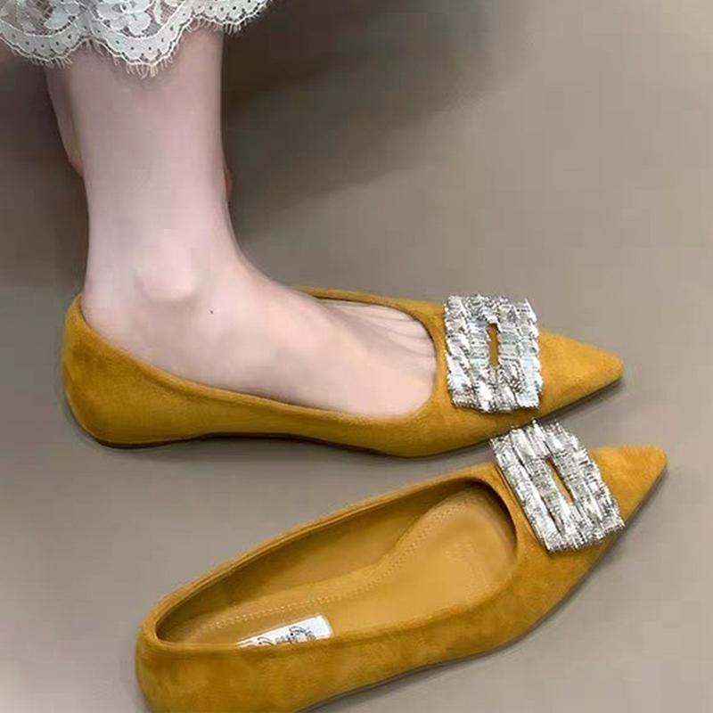 Fashion Crystal Women Flats Shoes Casual Pointed Toe Shoes Shallow Loafers Shoes Fashion Woman Sandals 2025 Summer Brand Female Zapatos