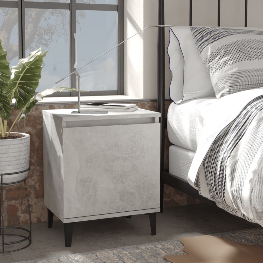 Nightstands with Metal Legs Concrete Gray 40 X 30 X 50 Cm