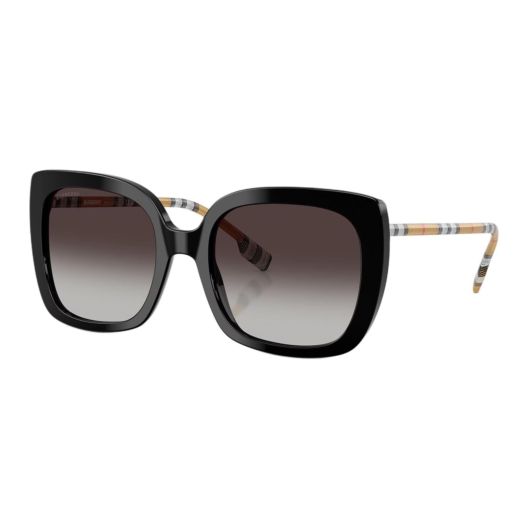

Burberry 4323F New Striped Series Elegant Vacation Style Fashion Square Sunglasses Women sunglasses Black BE-S-4323F-38538G Basic Packaging-Eyeglass Case+Box,56