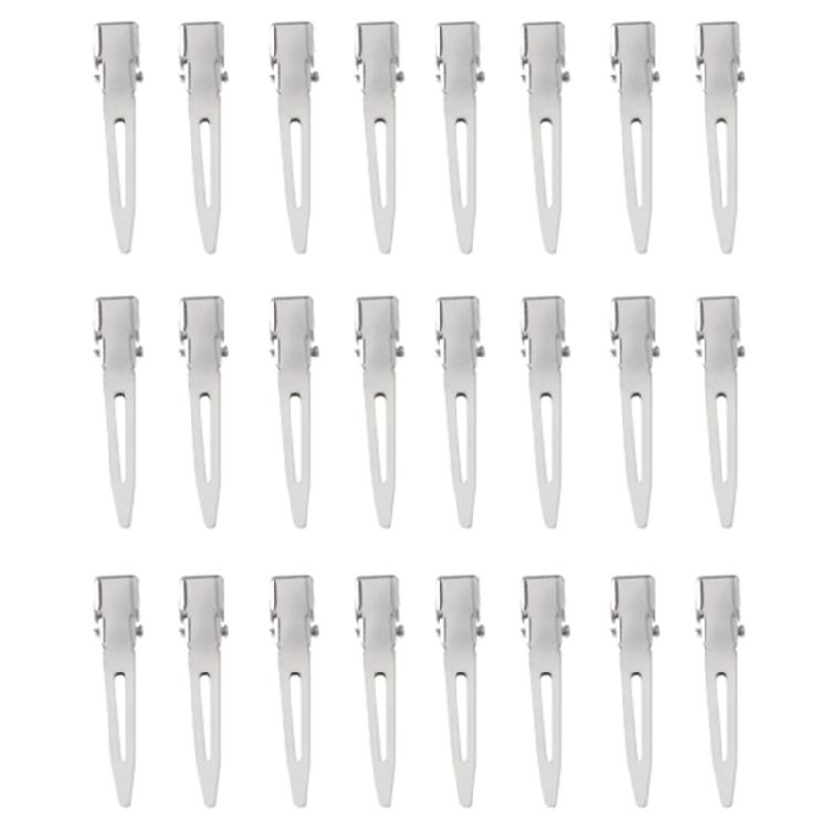 24Pcs Single Prong Curl Duckbill Hair Clips Silver Sectioning Alligator Hairpins