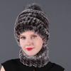 New hat scarf winter thickened thermal hat Rex rabbit fur grass Rex rabbit fur scarf two-piece set