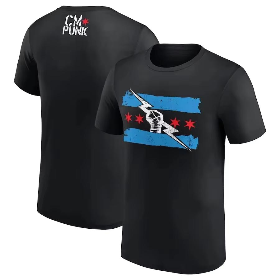 2025 New Men's Roman Reigns OTC 10-Star Print Cotton Tshirt Summer Sports WWE CM Punk Wrestler Tees Short Sleeve Oversized Tops