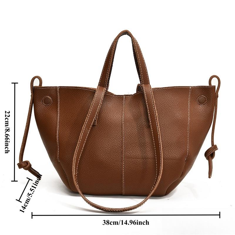 

1pc Retro Large-capacity Bag Women s Casual and Versatile Commuting Single-shoulder Bag Hand-held Tote Bag PU Modern Simple 38x14x22cm коричневый