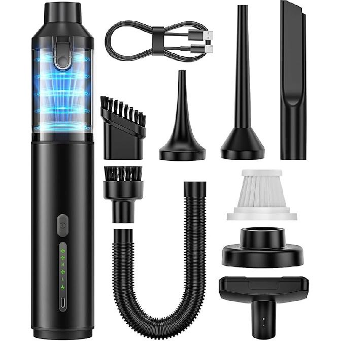 Car Vacuum Portable Cordless Handheld Vacuum Cleaner 4-in-1 Mini Cordless Vacuum with 2 Suction Modes and 16800pa Suction Power Blowing & Inflating 2