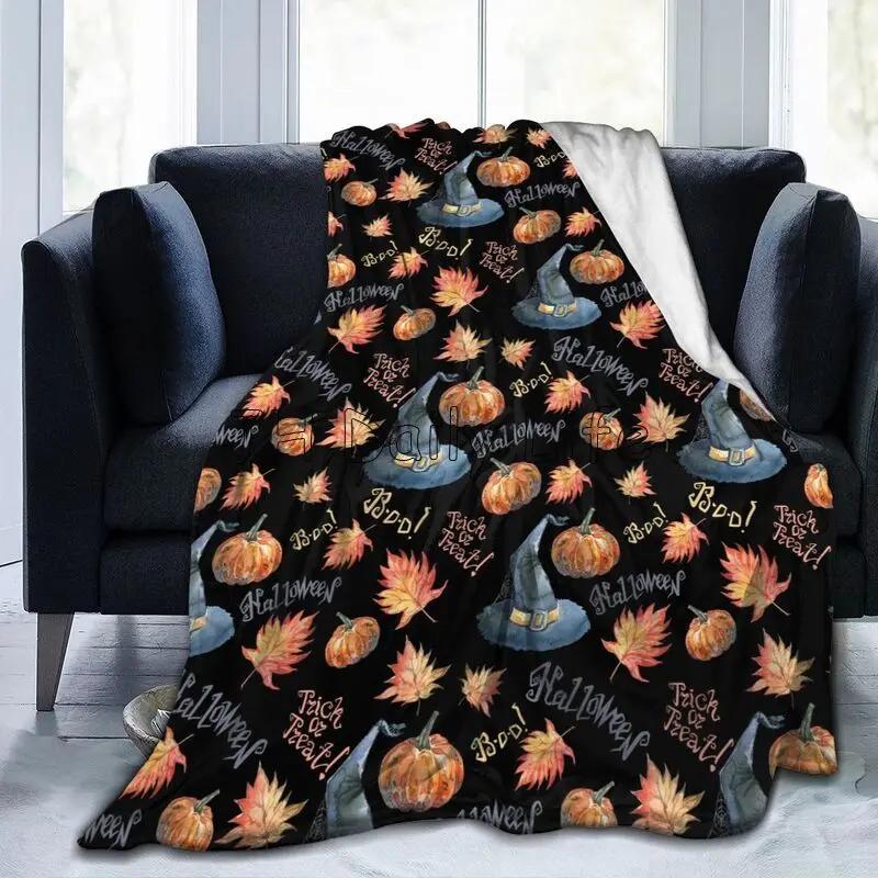 Halloween Pumpkim Boo Bats Blanket Flannel Fleece Blanket Cartoon Ghost Spooky Soft Warm Plush Throw Blankets for Bed Couch Sofa