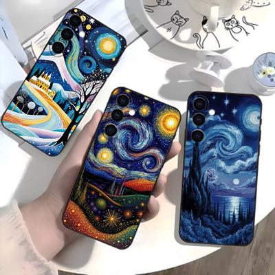 Whimsical Landscape Starry Night Phone Case For Samsung Galaxy A73,A72,A71,A70,A52,A51 Others Soft Black Cover