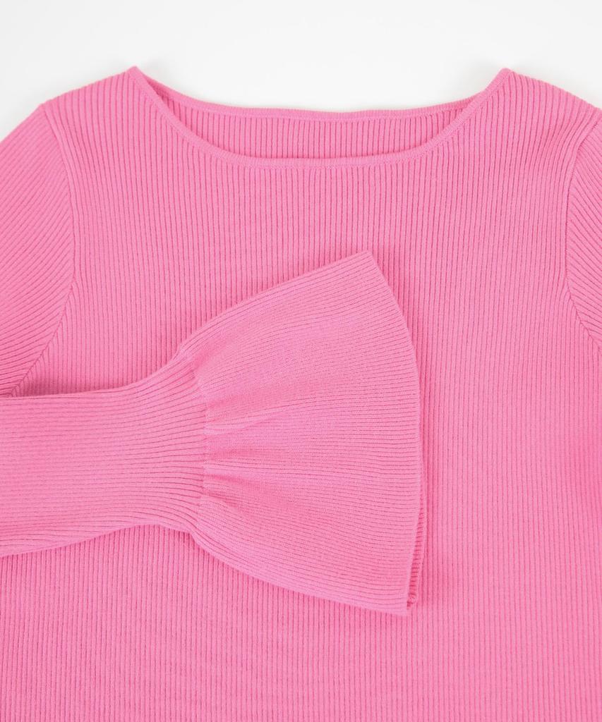 Titibait Boat Neck Bell Sleeve Knit White (ACXP3869), Women's, Medium,