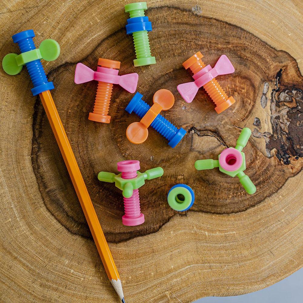 4pcs/set Anxiety Relief Sensory Rotating Screw Colorful Push Fidget Pencil Toppers  Fidget Toy