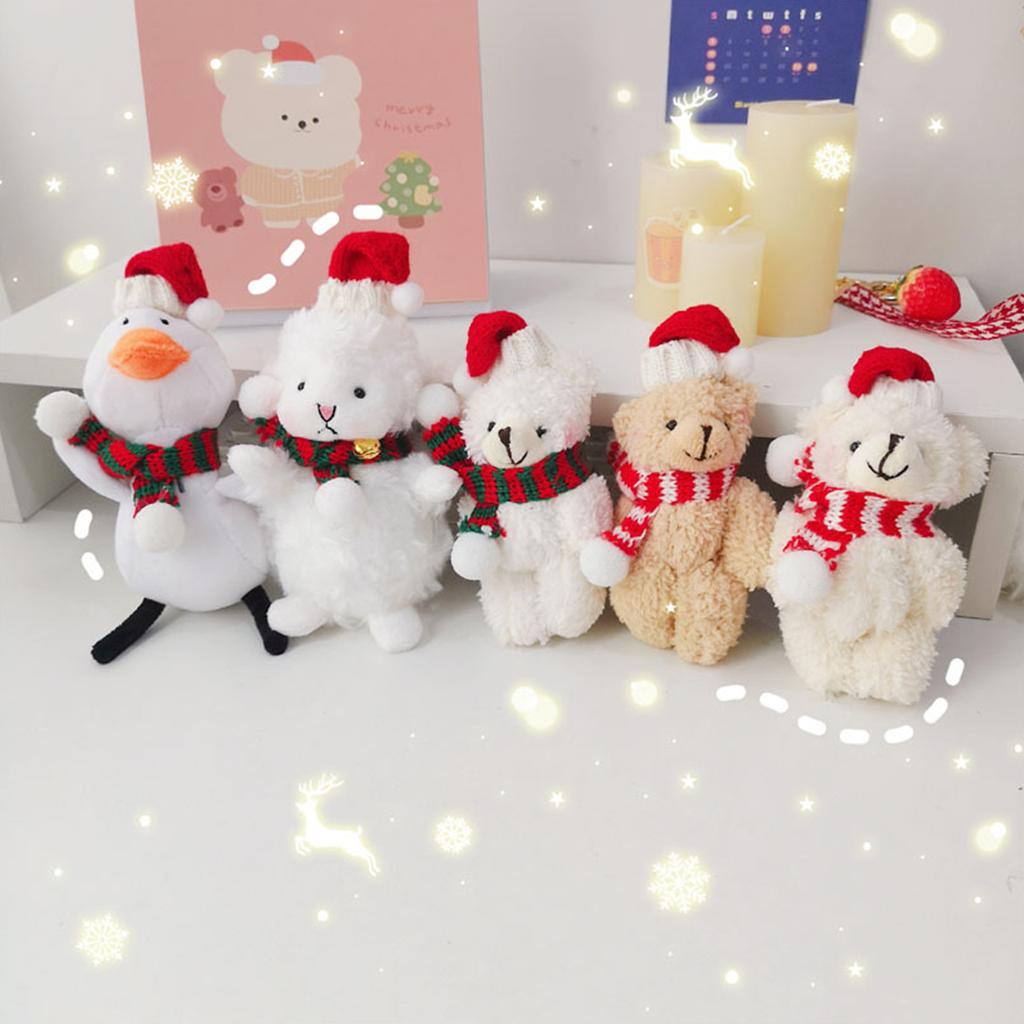 Joint Bear Cute Plush Bear Keychain Bag Ornament Women Handbag Decorations School Student Backpack Christmas Pendant