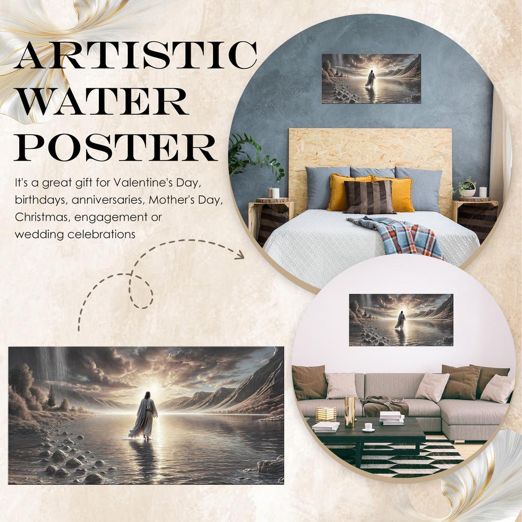 Walking Water Wall Art – UnFramed Canvas Decor For Living Room, Church, Or Space – Picture Of Walks Water, Religious Artwork